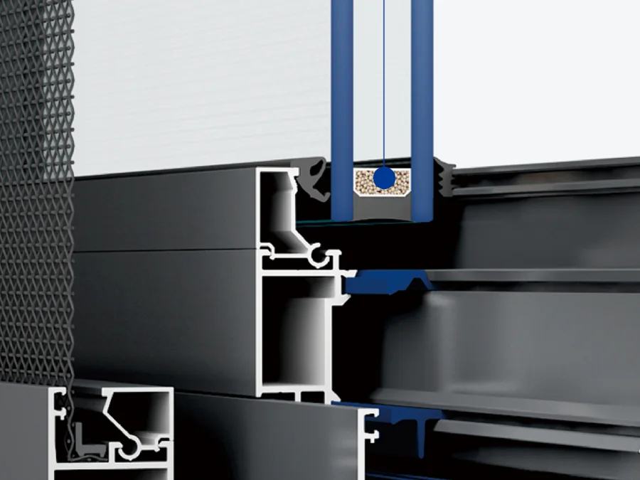 Polyamide thermal-break strips separating the inner and outer aluminium profile
